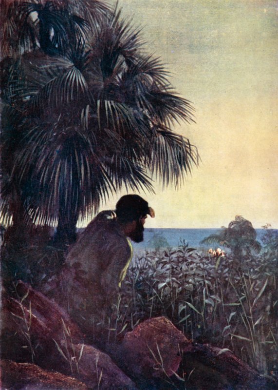 Daniel Defoe tarafından Robinson Crusoe için çizim (renkli taş) by Ralph Noel Pocock