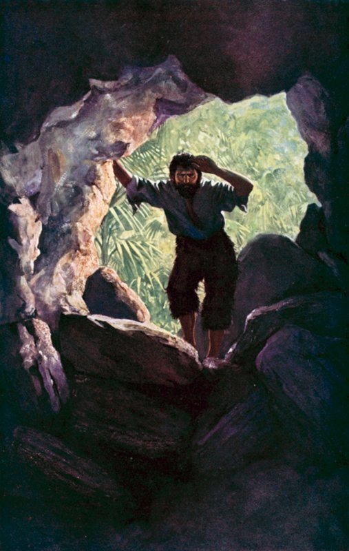 Daniel Defoe tarafından Robinson Crusoe için çizim (renkli taş) by Ralph Noel Pocock