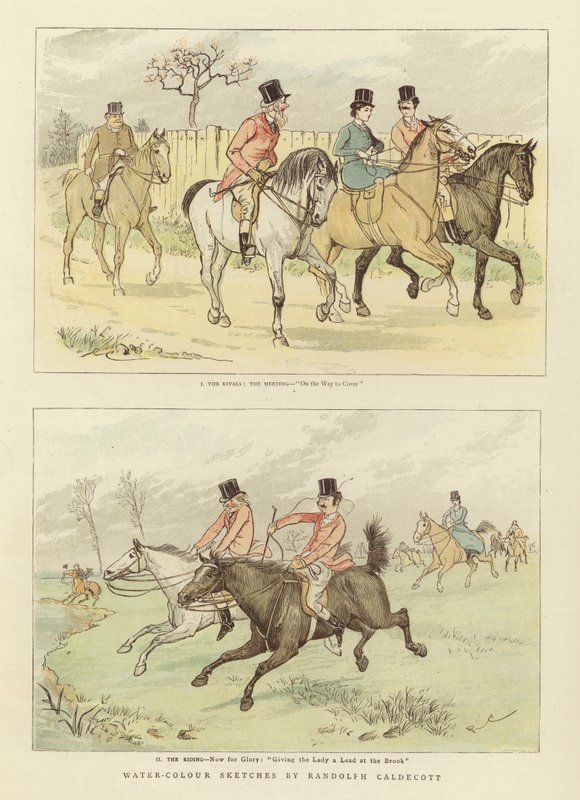 Binicilik suluboya skeçler by Randolph Caldecott