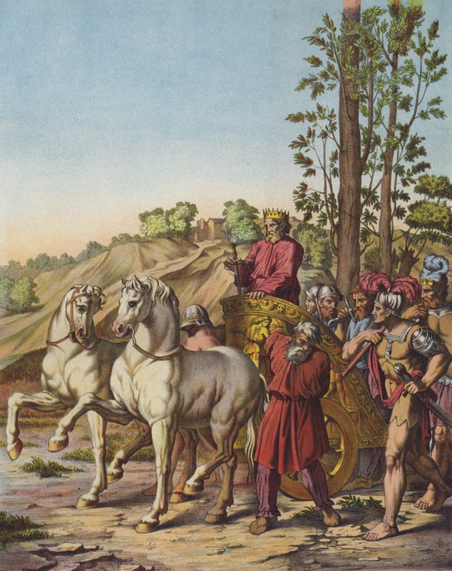 Büyük Herod, Romalıların bir vasalı olarak Yahudiye Kralı olur (renkli taş) by after Raphael
