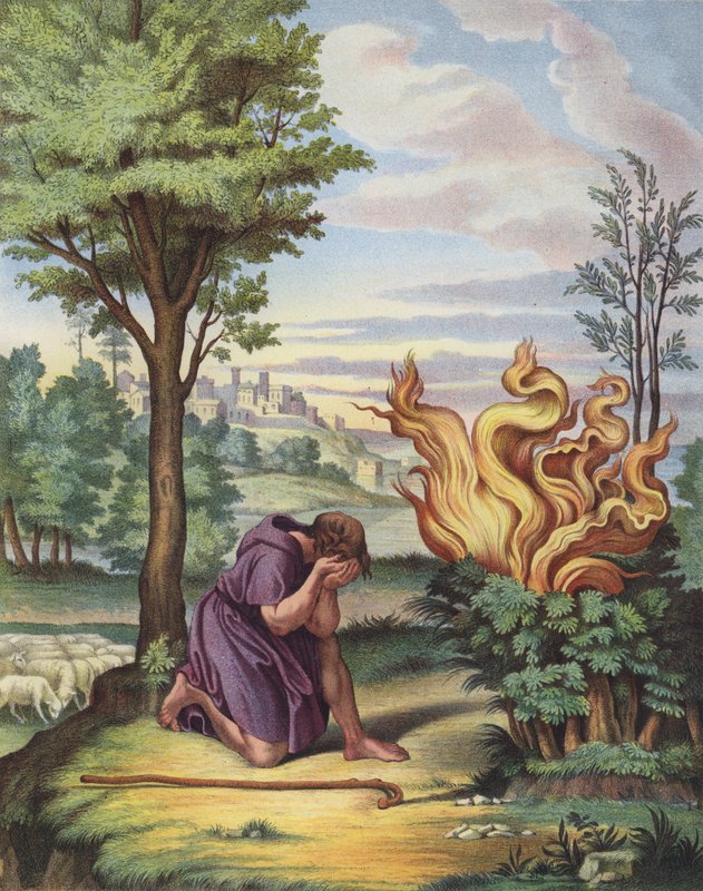 Musa ve Yanan Çalı (renkli taş) by after Raphael