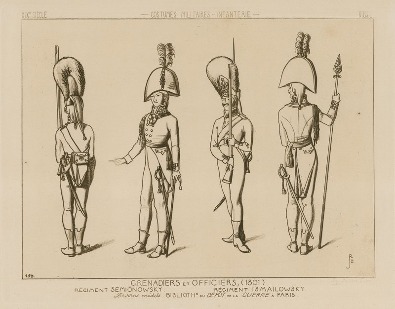 Rus bombacıları ve subayları, 1801 by Raphael Jacquemin