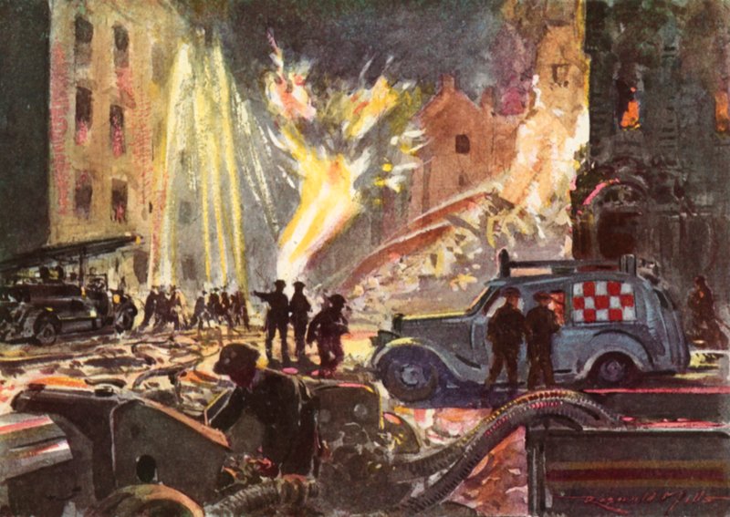 Savaş zamanı İngiliz Ulusal İtfaiye Teşkilatının itfaiyecileri, Blitz, II. by Reginald Mills