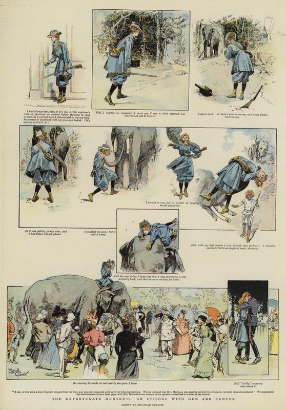 Talihsiz Avcı, Silah ve Kameralı Bir Bölüm (chromolitho) by Reginald Thomas Cleaver