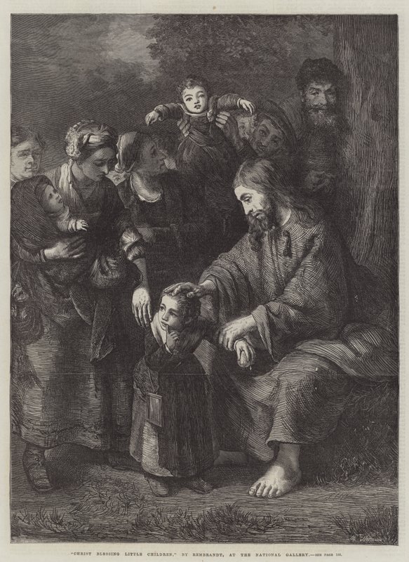 Küçük Çocukları kutsayan İsa by Rembrandt van Rijn