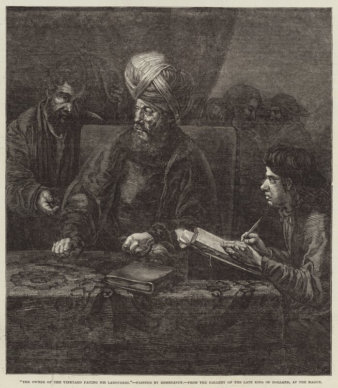 Bağın Sahibi, İşçilerine Ödeyecek by Rembrandt van Rijn