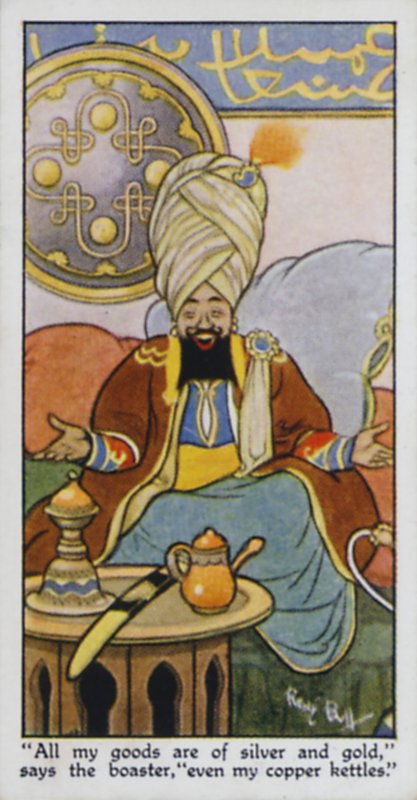 "Bütün mallarım gümüş ve altından," diyor övünen, "bakır kazanlarım bile" by René Bull