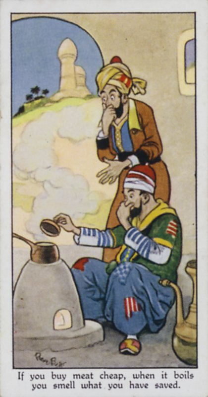 Eti ucuza alırsanız, kaynadığında biriktirdiğinizin kokusunu alırsınız (renkli lito) by René Bull