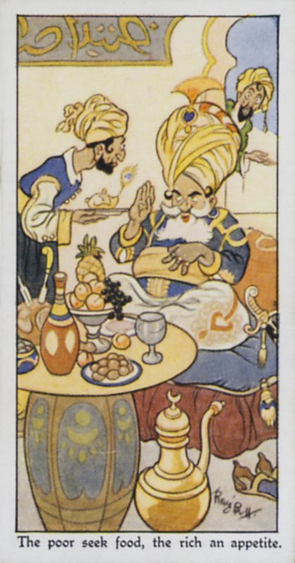 Fakir yiyecek arar, zengin iştah (renkli taş) by René Bull
