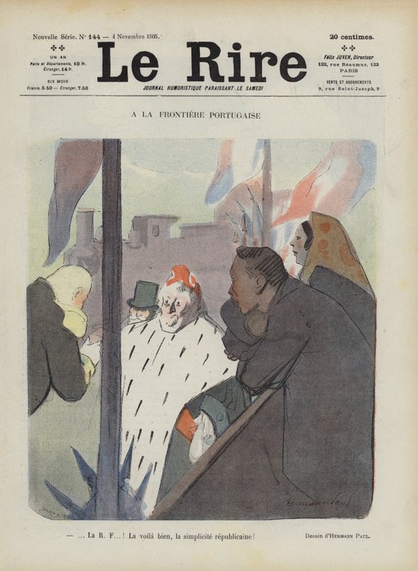 Portekiz sınırında. Le Rire için İllüstrasyon by Rene George Hermann Paul