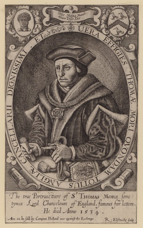 Sir Thomas More, İngiliz hukukçu, devlet adamı, filozof ve hümanist (gravür) by Renold (after) Elstrack