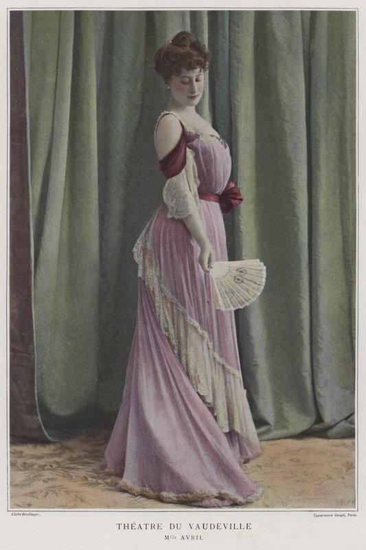 Matmazel Avril, Fransız aktris (renkli fotoğraf) by Reutlinger Studio