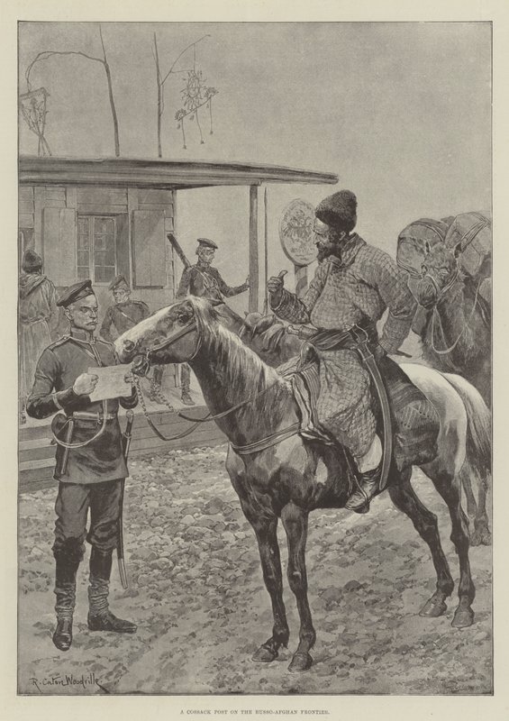 Rus-Afgan Sınırında Bir Kazak Karakolu by Richard Caton Woodville junior