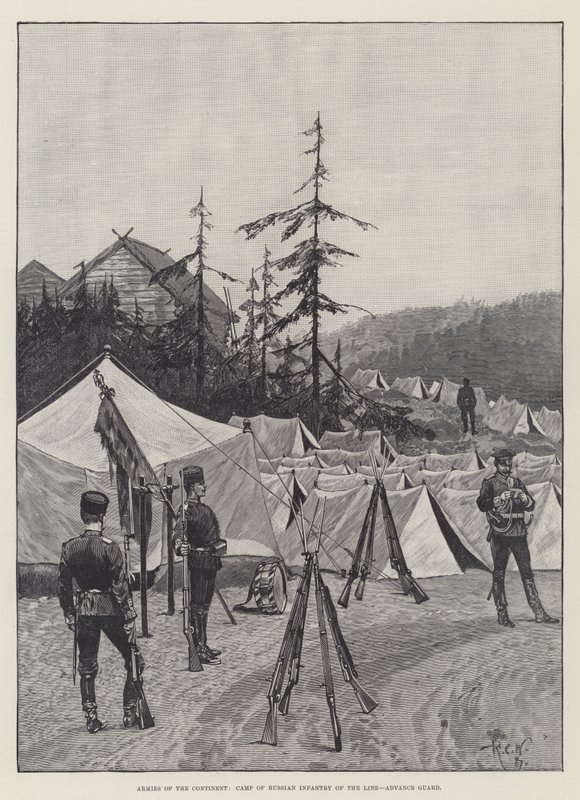 Kıta Orduları, Hattın Rus Piyade Kampı, Ön Muhafız by Richard Caton Woodville junior