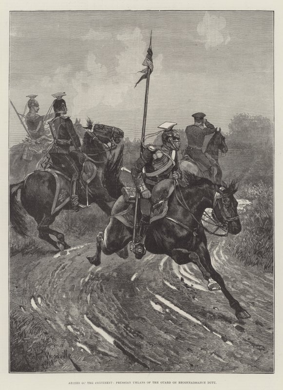 Kıta Orduları, Prusya Muhafızları Uhlans, Keşif Görevinde by Richard Caton Woodville junior