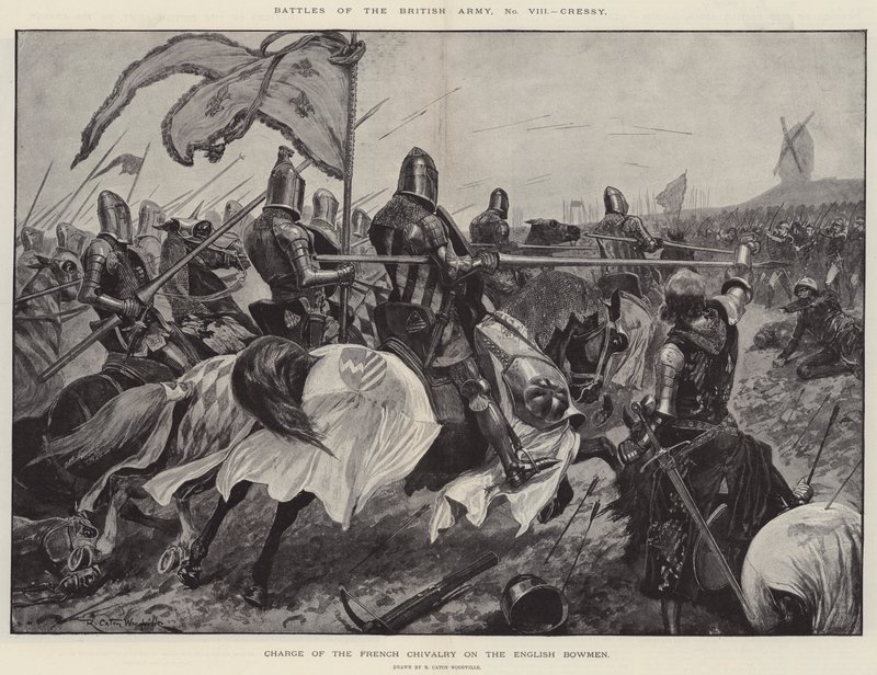 İngiliz Ordusunun Savaşları, Cressy, İngiliz Okçuları Üzerindeki Fransız Şövalyelerinin Sorumluluğu by Richard Caton Woodville junior