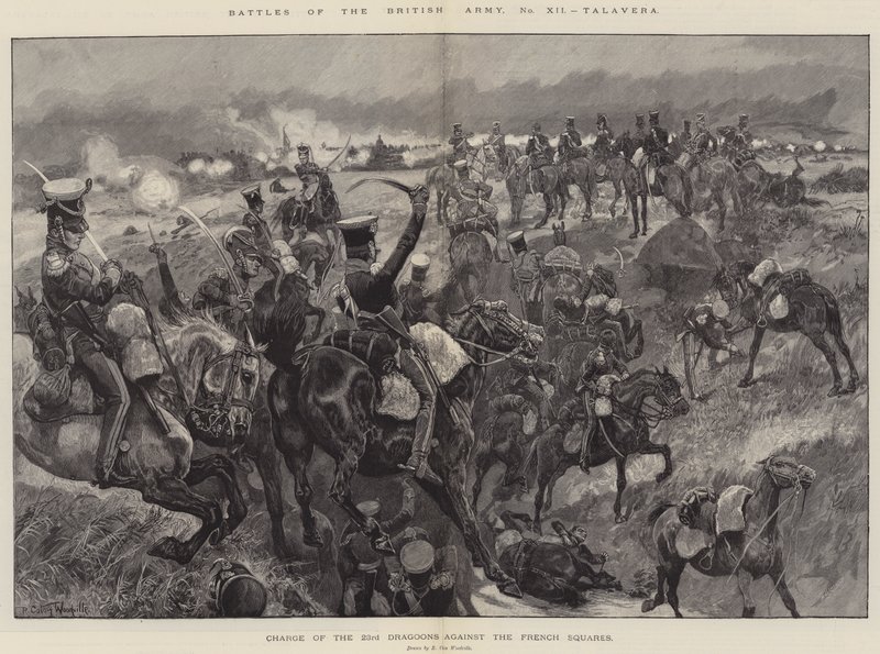İngiliz Ordusu Savaşları, Talavera, 23. Ejderhaların Fransız Meydanlarına Karşı Hücumu by Richard Caton Woodville junior