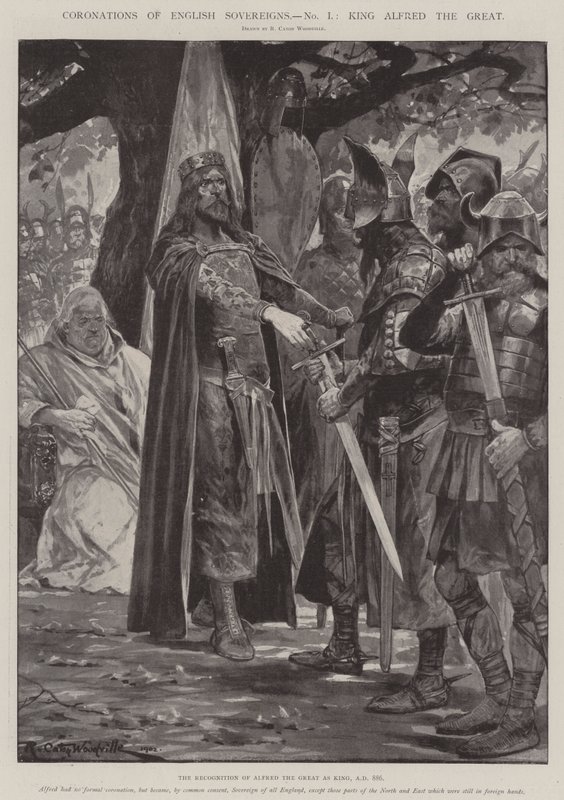 İngiliz Egemenlerinin taç giyme törenleri, Büyük Kral Alfred by Richard Caton Woodville junior