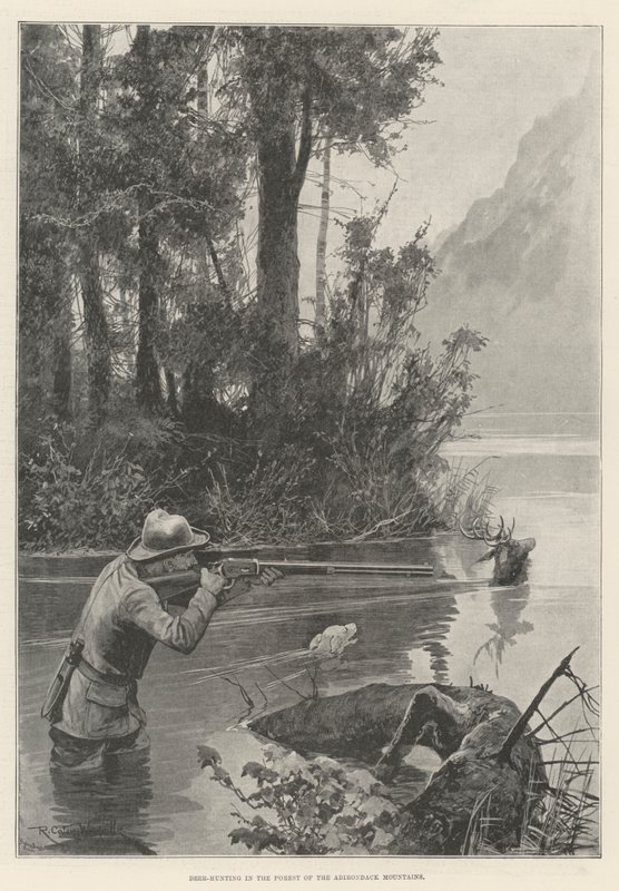 Adirondack Dağları Ormanında Geyik Avı by Richard Caton Woodville junior