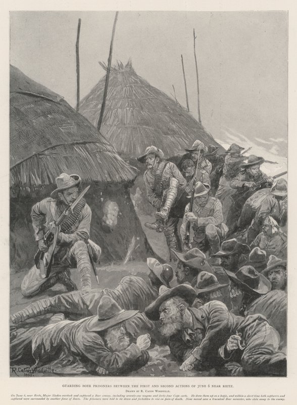 Reitz yakınlarındaki 6 Haziran Birinci ve İkinci Eylemler Arasında Boer Mahkumlarını Korumak by Richard Caton Woodville junior