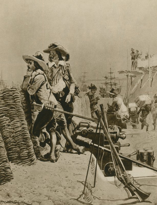 Laying the foundations of British rule in India (gravure) by Richard Caton Woodville junior