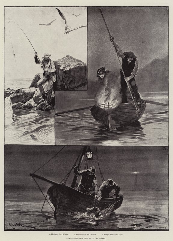 Brittany Sahili Açıklarında Deniz Balıkçılığı by Richard Caton Woodville junior
