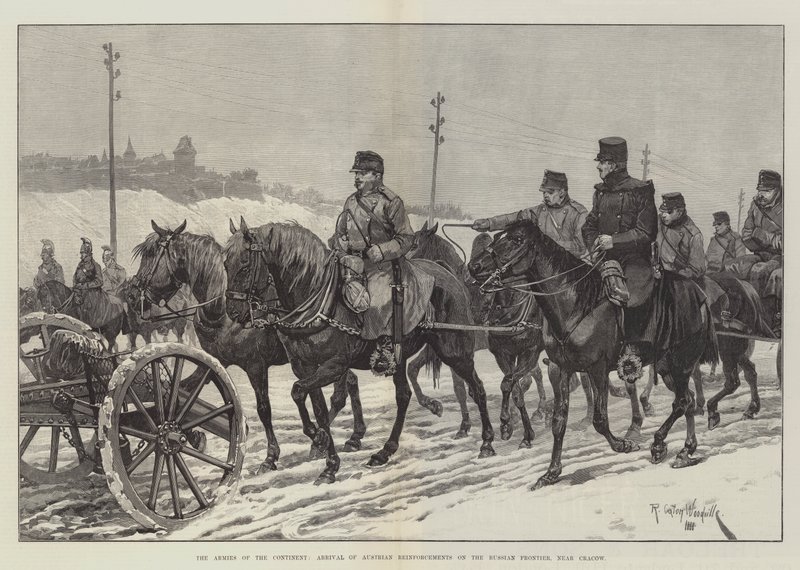 Kıta Orduları, Avusturya Destek Birliklerinin Krakov yakınlarındaki Rus Sınırına Gelişi by Richard Caton Woodville junior