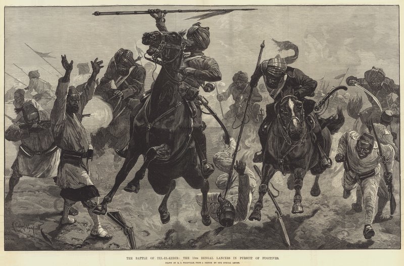 Tel-el-Kebir Savaşı, Firarilerin Peşinde 13. Bengal Mızraklı Askerleri by Richard Caton Woodville junior