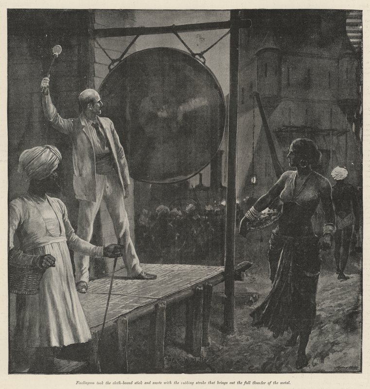 The Bridge Builders, Rudyard Kipling litho by Richard Caton Woodville junior