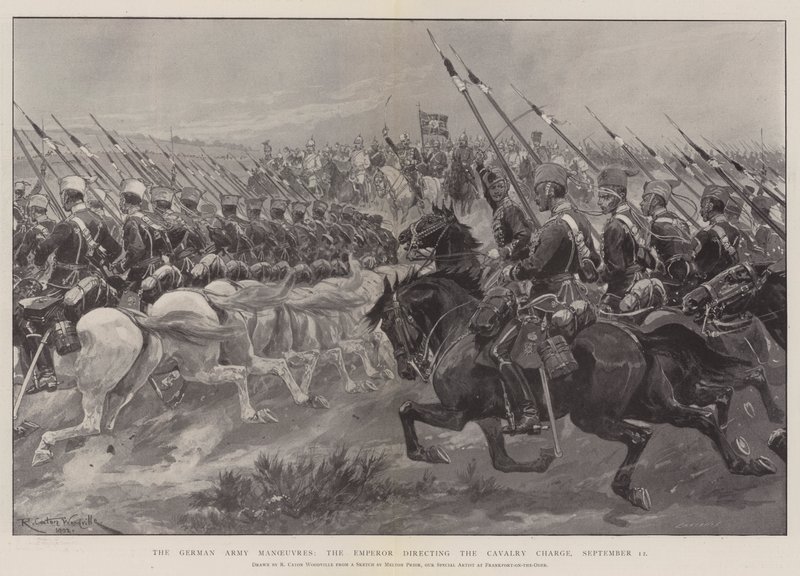 Süvari Taarruzunu yöneten İmparator Alman Ordusu Manevraları, 12 Eylül by Richard Caton Woodville junior