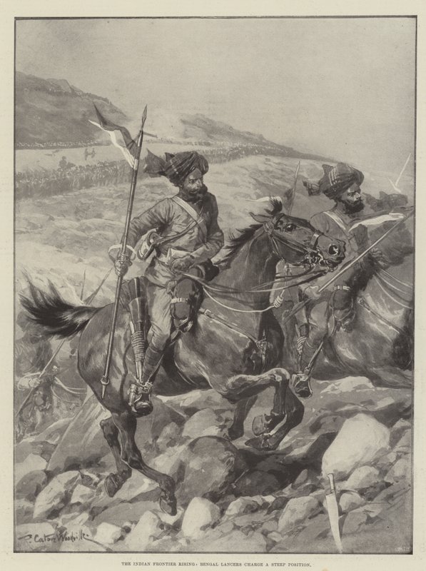 Hint Sınırı Yükseliyor, Bengal Mızraklıları Dik Bir Pozisyona Giriyor by Richard Caton Woodville junior