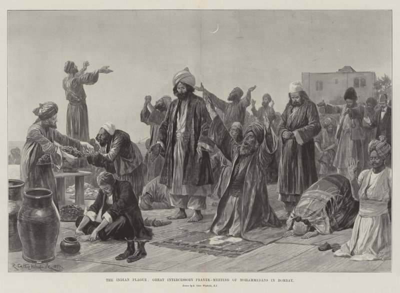 Hindistan Vebası, Bombay'da Müslümanların Büyük Şefaat Duası-Toplantısı by Richard Caton Woodville junior