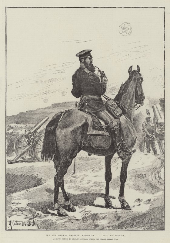 Yeni Alman İmparatoru, Prusya Kralı III. Frederick, Fransız-Alman Savaşı sırasında Askeri Komutanlıkta Veliaht Prens olarak by Richard Caton Woodville junior