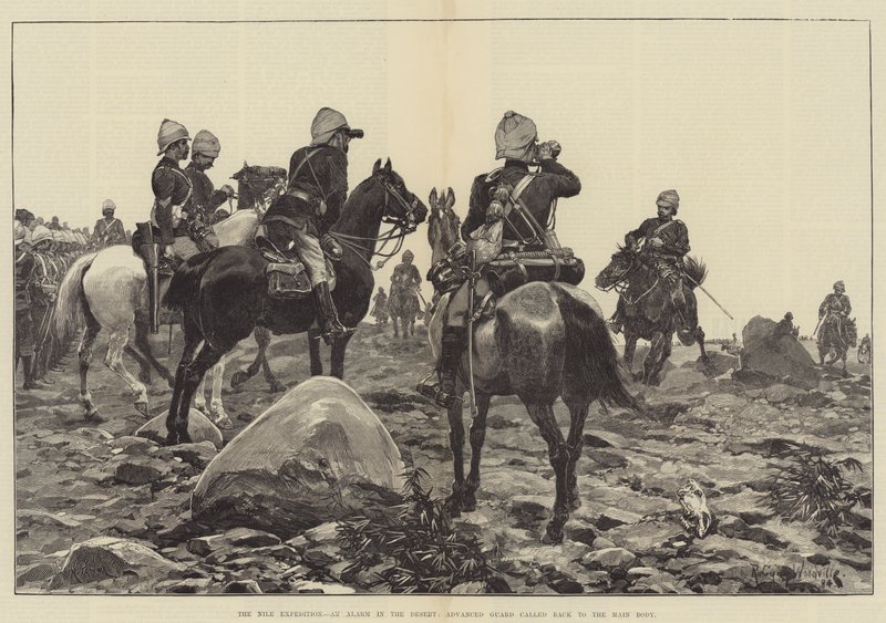 Nil Seferi, Çölde Bir Alarm, Gelişmiş Muhafız Ana Gövdeye geri çağrıldı by Richard Caton Woodville junior