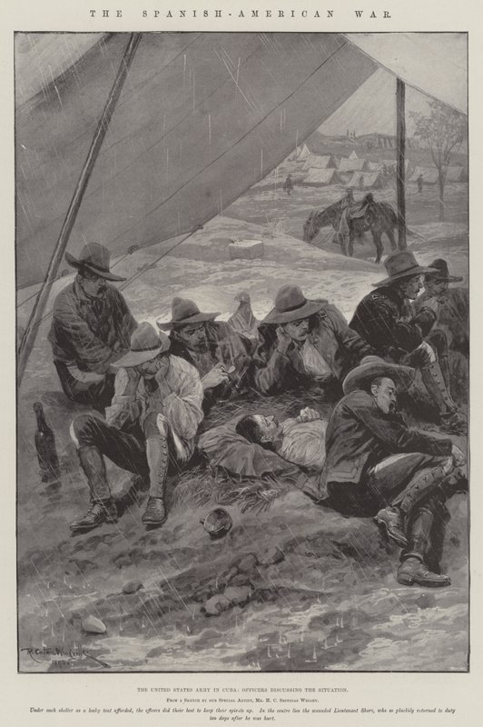 İspanyol-Amerikan Savaşı, Küba'daki ABD Ordusu, Durumu tartışan Subaylar by Richard Caton Woodville junior
