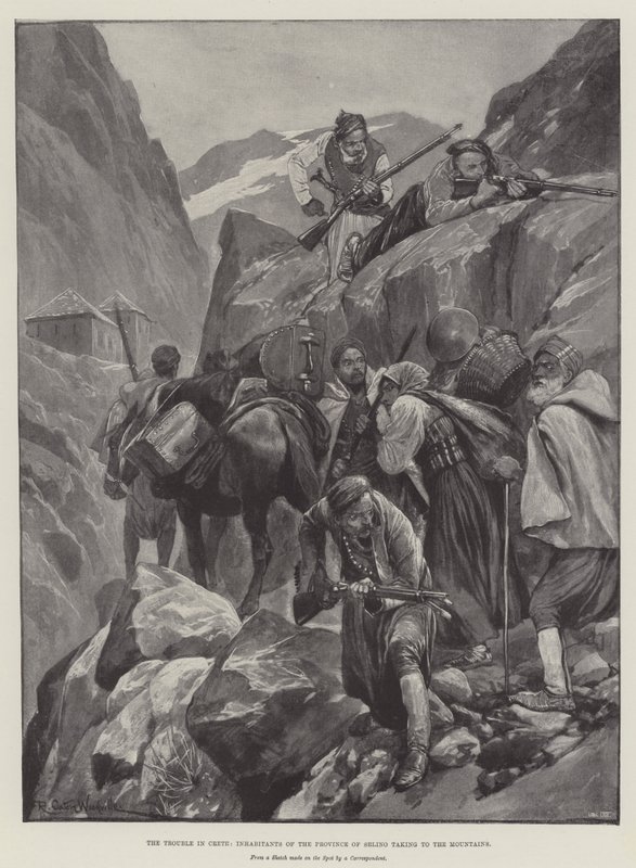 Girit'teki Sorun, Selino Eyaleti Sakinlerinin Dağlara Çıkması by Richard Caton Woodville junior