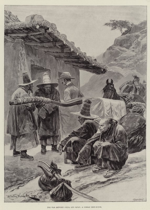 Çin ve Japonya Arasındaki Savaş, Corean Dinlenme Evi by Richard Caton Woodville junior