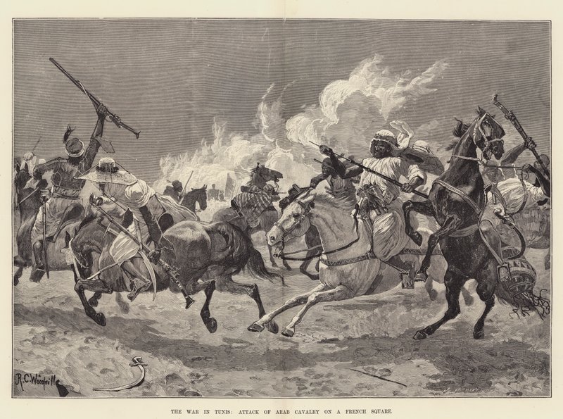 Tunus Savaşı, Arap Süvarilerinin Fransız Meydanına Saldırısı by Richard Caton Woodville junior