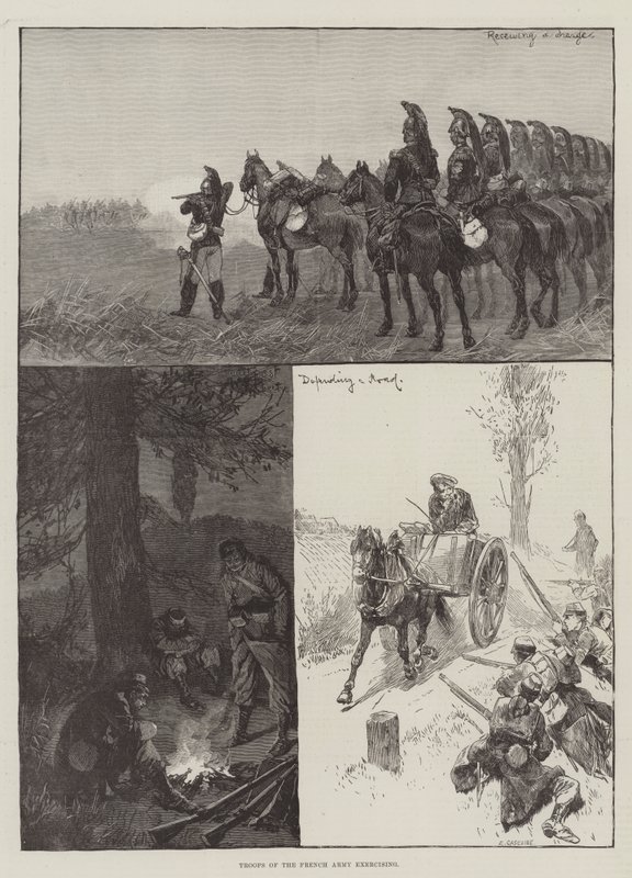 Troops of the French Army exercising  by Richard Caton Woodville junior
