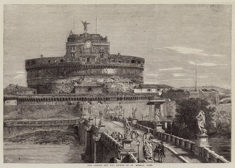 Kale ve St Angelo Köprüsü, Roma by Richard Principal Leitch