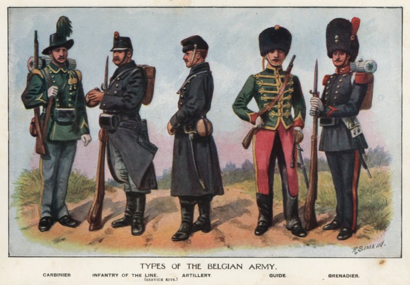 Belçika ordusunun askerleri (renkli taş) by Richard (after) Simkin