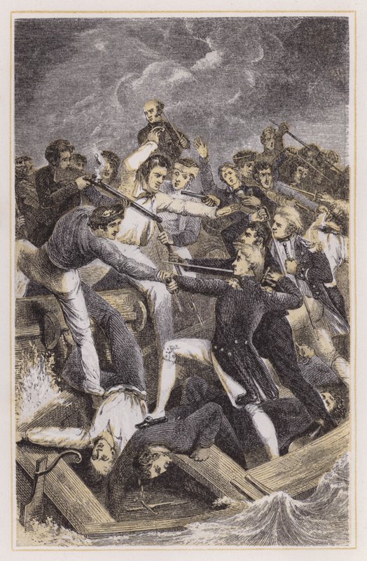 İspanyol fırlatma ile çakışma (renkli gravür) by Richard (after) Westall