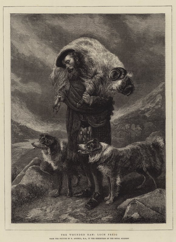 Yaralı Koç, Loch Freig gravürü by Richard Ansdell