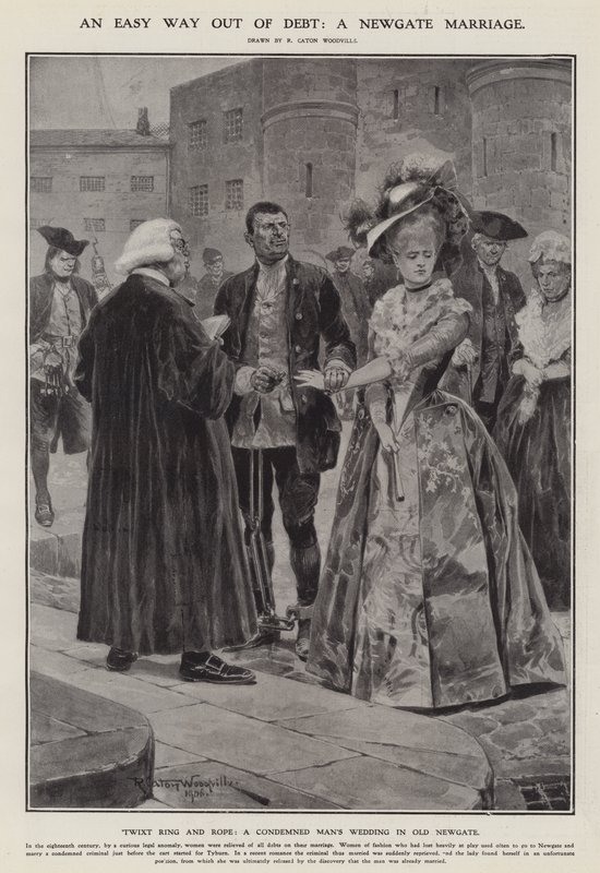 Borçtan kurtulmanın kolay bir yolu: Newgate evliliği (lito) by Richard Caton II (after) Woodville