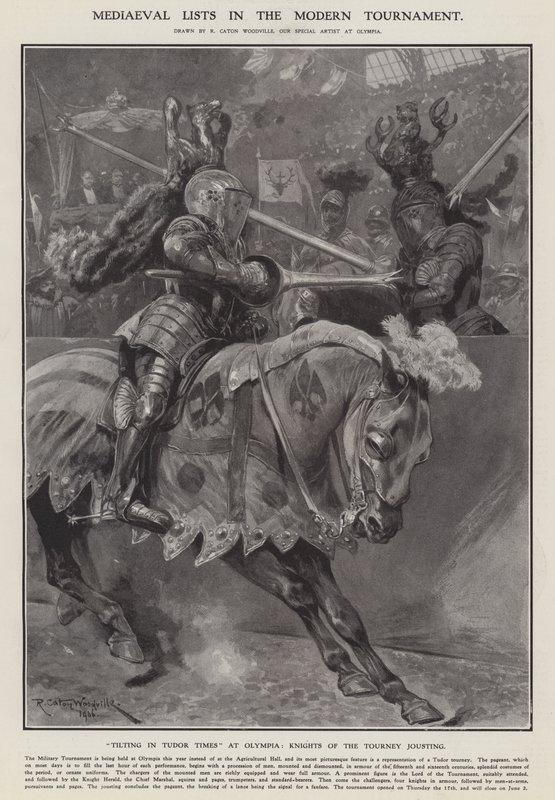 Modern turnuvada Orta Çağ listeleri (litho) by Richard Caton II (after) Woodville