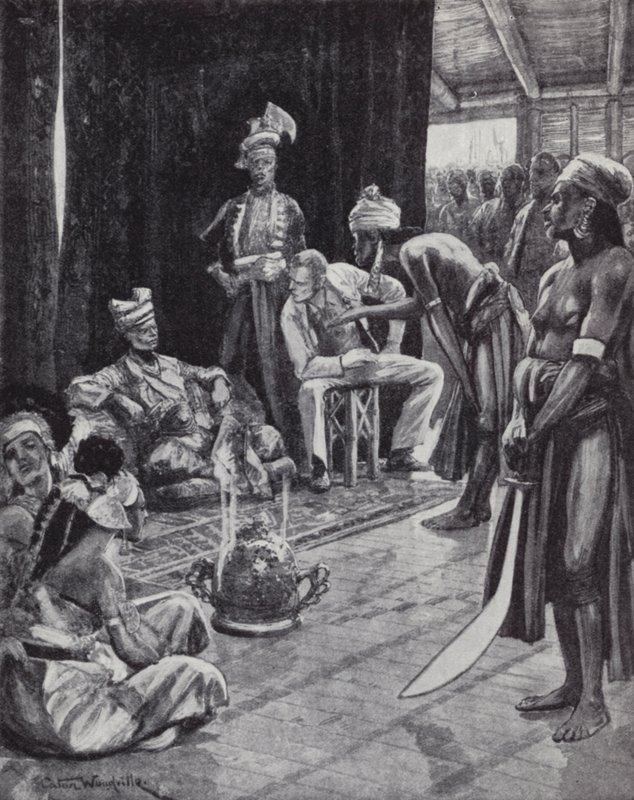 Sir James Brooke, Brunei Sultanı ile Borneo'da bir İngiliz kolonisi kurmak için bir anlaşma müzakere ediyor. by Richard Caton II (after) Woodville