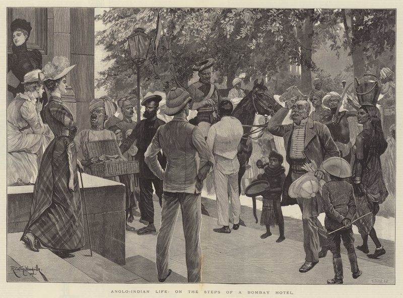 Bombay Otelinin Basamağında İngiliz-Hint Yaşamı by Richard Caton Woodville junior