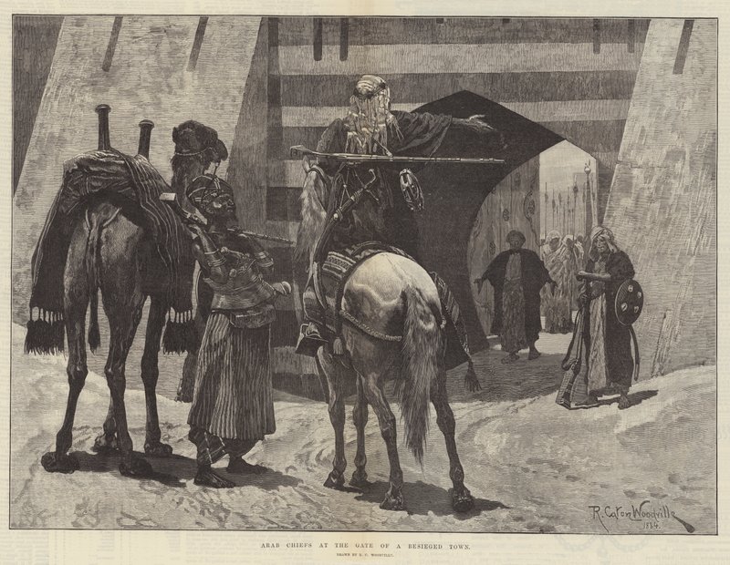 Arap Reisleri Kuşatılmış Bir Kasabanın Kapısında by Richard Caton Woodville junior