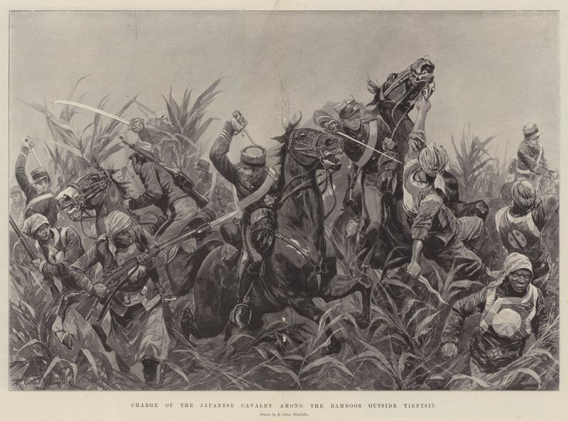 Tientsin dışındaki Bambular arasında Japon Süvarilerinin Hücumu by Richard Caton Woodville junior