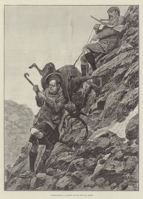Geyik Stalking, Eve Dönüş Yolunda Bir Kısayol by Richard Caton Woodville junior